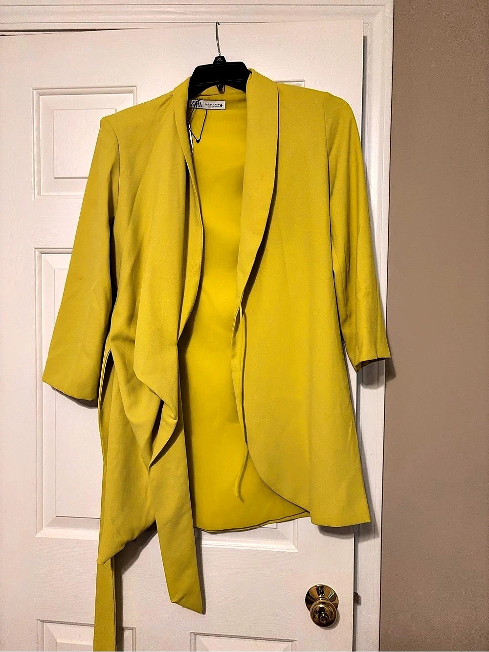Zara Women's Yellow Draped Trench Coat Size Small